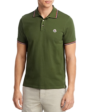 Moncler Cotton Tipped Polo In Green