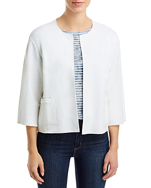 Majestic Filatures Linen Open Cardigan Jacket In Gray