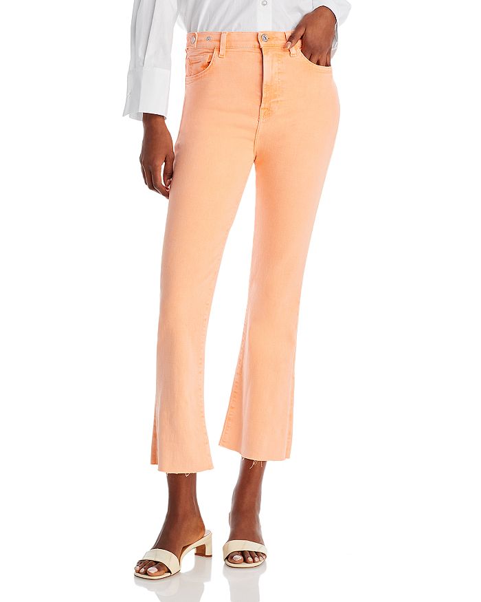 7 For All Mankind - Cotton Blend High Rise Cropped Kick Flare Jeans in Prairie Sun