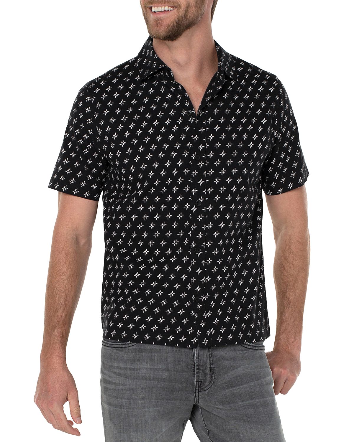 Liverpool Los Angeles Garment Dyed Short Sleeve Printed Shirt