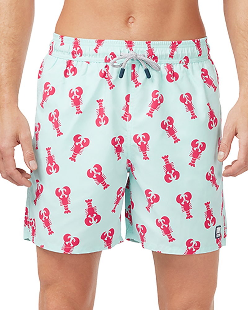 Tom & Teddy Men's Lobster-print Swim Trunks In Light Blue