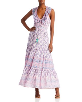 chinese dress ladies High Neck Halter Waist Cut Out Ruffle Maxi Dress 