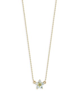 Moon & Meadow - 14K Yellow Gold Flower Necklace with Peridot & Blue Topaz, 16" - 100% Exclusive