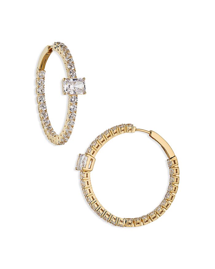 NADRI TENNIS INSIDE OUT STONE HOOP EARRINGS