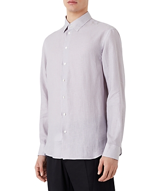 Armani Collezioni Emporio Armani Regular Fit Linen Dress Shirt In Solid Medi