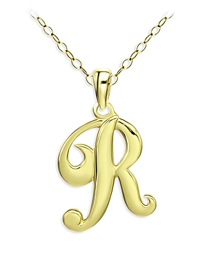 Aqua Polished Script Initial Pendant Necklace In 18k Gold-plated Sterling Silver, 15.5 - 100% Exclusive In R
