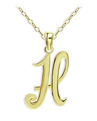 Aqua Polished Script Initial Pendant Necklace in 18K Gold-Plated Sterling Silver, 15.5 - Exclusive