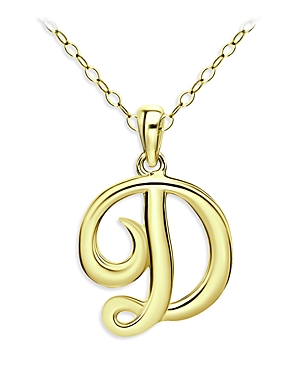 Aqua Polished Script Initial Pendant Necklace In 18k Gold-plated Sterling Silver, 15.5 - 100% Exclusive In D