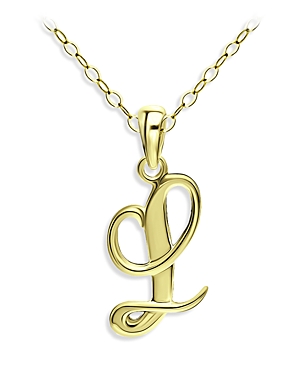 Aqua Polished Script Initial Pendant Necklace In 18k Gold-plated Sterling Silver, 15.5 - 100% Exclusive In L