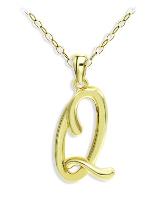 Aqua Polished Script Initial Pendant Necklace in 18K Gold-Plated Sterling Silver, 15.5 - Exclusive