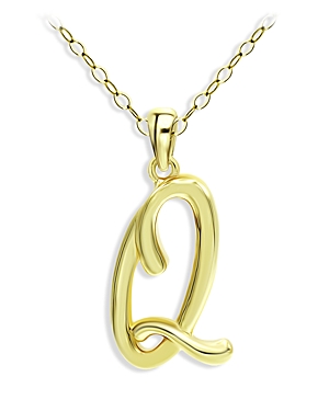 Aqua Polished Script Initial Pendant Necklace In 18k Gold-plated Sterling Silver, 15.5 - 100% Exclusive In Q