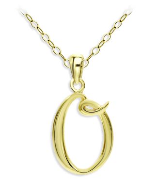 Aqua Polished Script Initial Pendant Necklace in 18K Gold-Plated Sterling Silver, 15.5 - Exclusive