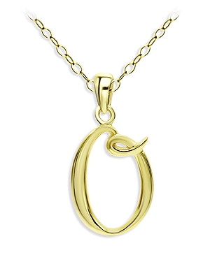 Aqua Polished Script Initial Pendant Necklace In 18k Gold-plated Sterling Silver, 15.5 - 100% Exclusive In O