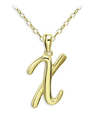 Aqua Polished Script Initial Pendant Necklace in 18K Gold-Plated Sterling Silver, 15.5 - Exclusive