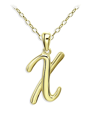 Aqua Polished Script Initial Pendant Necklace In 18k Gold-plated Sterling Silver, 15.5 - 100% Exclusive In X