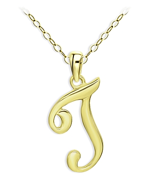 Aqua Polished Script Initial Pendant Necklace In 18k Gold-plated Sterling Silver, 15.5 - 100% Exclusive In T