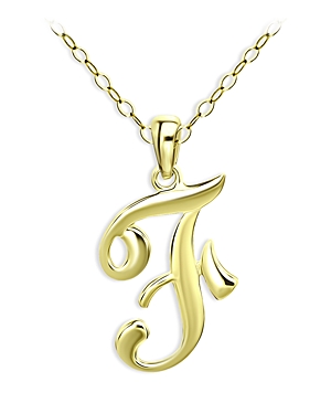 Aqua Polished Script Initial Pendant Necklace In 18k Gold-plated Sterling Silver, 15.5 - 100% Exclusive In F