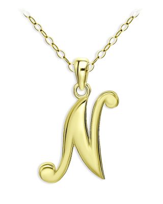 Aqua Polished Script Initial Pendant Necklace in 18K Gold-Plated Sterling Silver, 15.5 - Exclusive