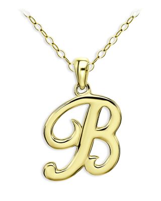 Aqua Polished Script Initial Pendant Necklace in 18K Gold-Plated Sterling Silver, 15.5 - Exclusive