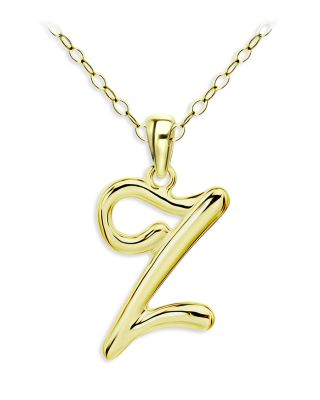Aqua Polished Script Initial Pendant Necklace in 18K Gold-Plated Sterling Silver, 15.5 - Exclusive
