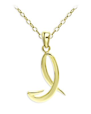 Aqua Polished Script Initial Pendant Necklace in 18K Gold-Plated Sterling Silver, 15.5 - Exclusive