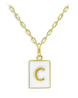 Aqua Rectangle Initial Pendant In 18k Gold-plated Sterling Silver, 15.5 - 100% Exclusive In C