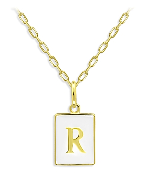 Aqua Rectangle Initial Pendant In 18k Gold-plated Sterling Silver, 15.5 - 100% Exclusive