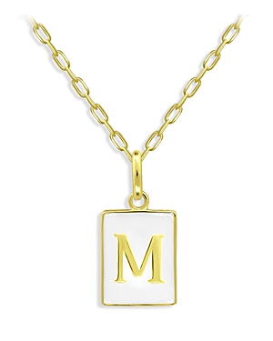 Aqua Rectangle Initial Pendant In 18k Gold-plated Sterling Silver, 15.5 - 100% Exclusive In M