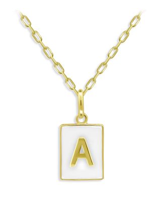 AQUA - Rectangle Initial Pendant in 18K Gold-Plated Sterling Silver, 15.5" - Exclusive