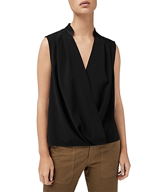 Rag & Bone Meredith Draped Satin Blouse In Black