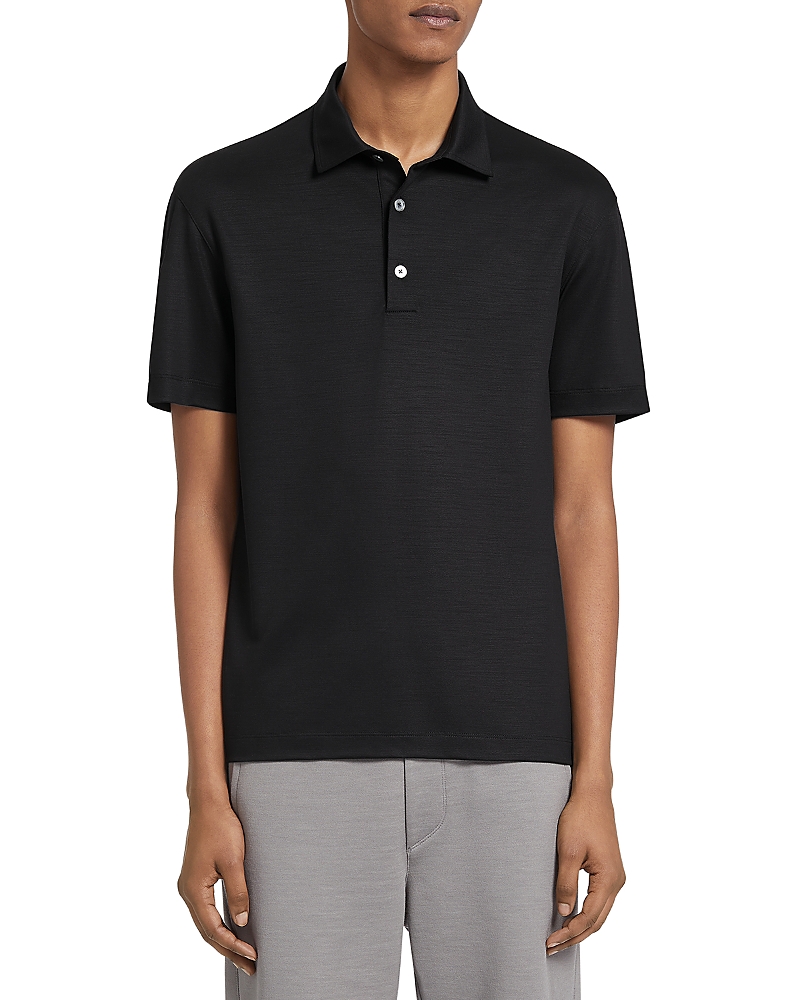 Zegna Wool Polo Shirt In Navy