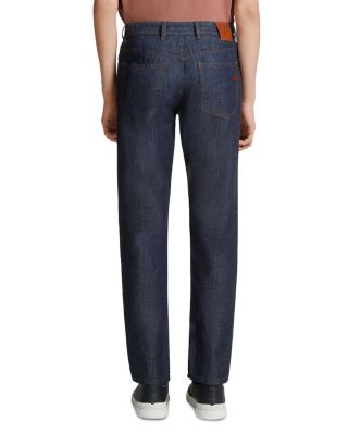 Slim Fit Cotton & Linen Jeans in Dark Blue