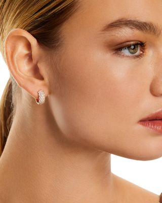 Diamond Huggie Hoop Earrings in 14K Yellow Gold, 1.11 tcw 