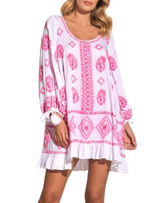 Elan - Embroidered Scoop Neck Dress