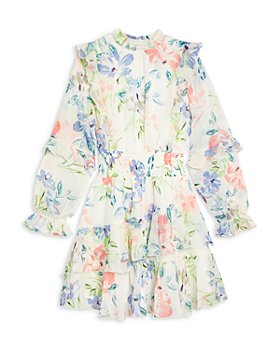 AQUA - Girls' Ruffle Trim Smocked Floral Print Dress, Big Kid - 100% Exclusive