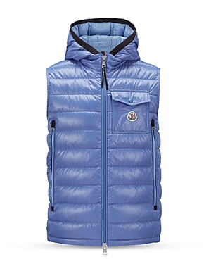 Shop Moncler Ragot Hooded Down Puffer Vest In Turquoise
