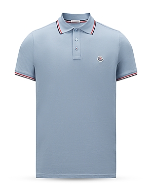 Moncler Cotton Tipped Polo In Pastel Blue