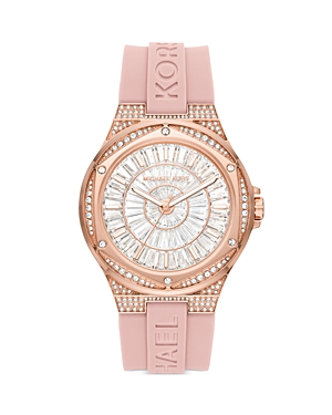 Shop Michael Kors Lennox Watch, 43mm In Silver/pink
