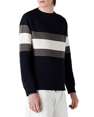 Armani Collezioni Emporio Armani Color Blocked Crewneck Sweater In Solid Medi