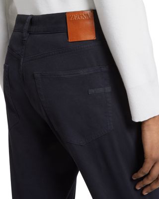Garment Dyed Stretch Gabardine City Slim Fit Jeans in Navy
