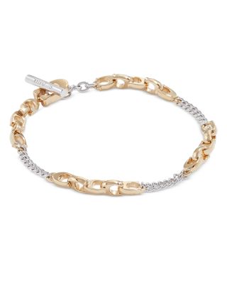 Signature Two-Tone Brass Mixed Chain Bracelet 