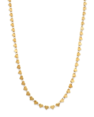 14K Yellow Gold Heart Collar Necklace, 16.25