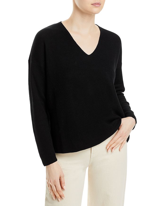 Eileen fisher black online and white sweater