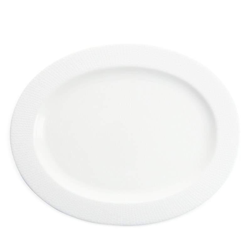 Fortessa Amanda White Embossed Oval Platter, 14 In White