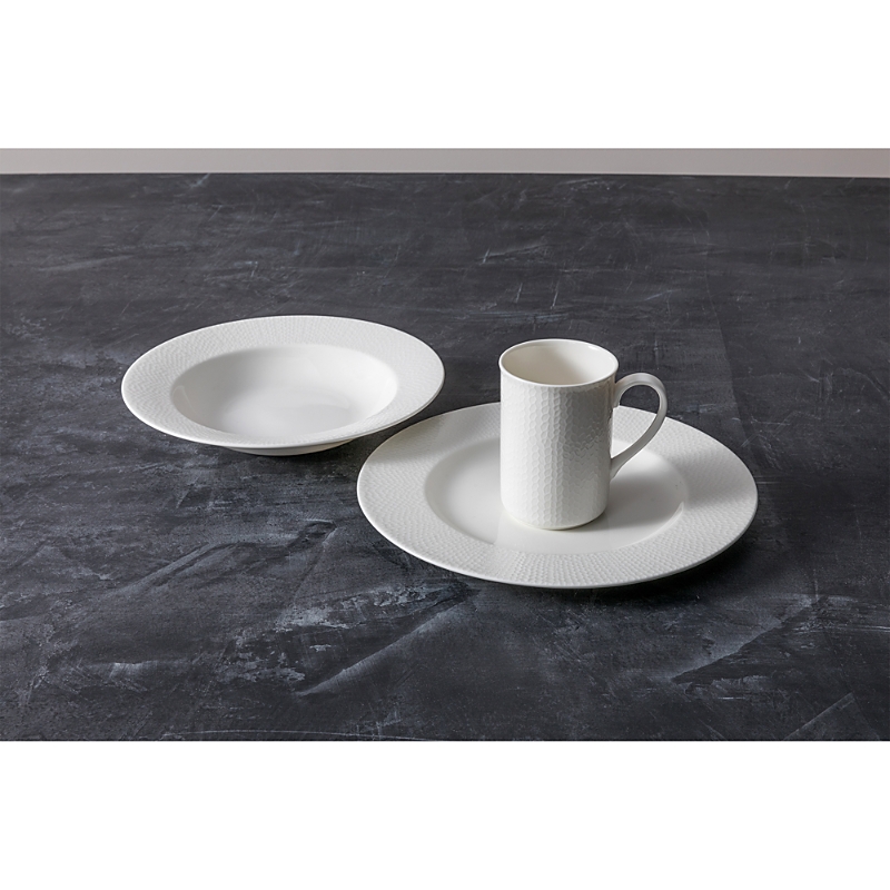 Fortessa Amanda White Embossed Pasta Bowl, Set Of 4 In White