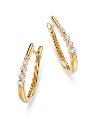 Bloomingdale's Fine Collection Diamond Oval Hoop Earrings in 14K Yellow Gold, 0.25 ct. t. w. - Exclusive