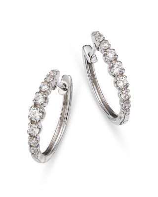 Bloomingdale's Fine Collection Diamond Graduated Small Hoop Earrings in 14K White Gold, 0.50 ct. t. w. - Exclusive