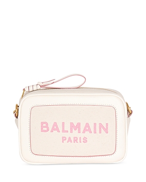 Balmain B Army Logo Canvas Camera Crossbody Bag In Cream/vieux Rose/gold
