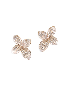 Shop Pasquale Bruni 18k Rose Gold Giardini Segreti Small Flower Diamond Earrings In Rose Gold/white
