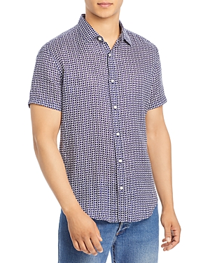 The Men's Store At Bloomingdale's Linen Short Sleeve Button Down Shirt In Dark Blue